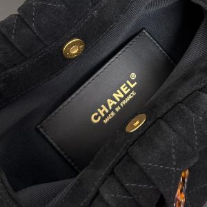 Chanel 2026 Pouch 24cm Black Tortoiseshell Suede Effect Plexi