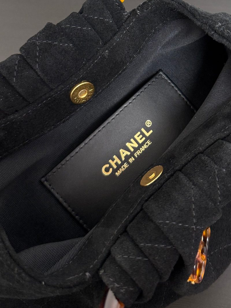 Chanel 2026 Pouch 24cm Black Tortoiseshell Suede Effect Plexi