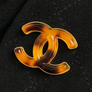 Chanel 2026 Pouch 24cm Black Tortoiseshell Suede Effect Plexi