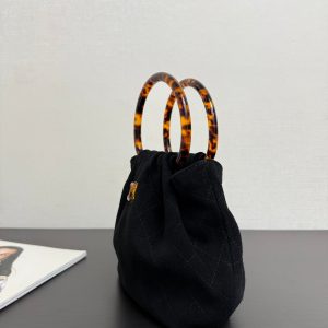 Chanel 2026 Pouch 24cm Black Tortoiseshell Suede Effect Plexi