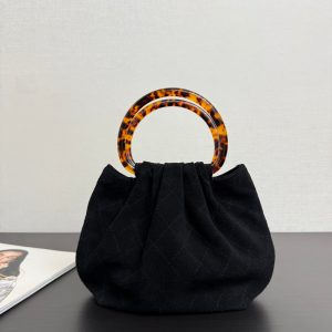 Chanel 2026 Pouch 24cm Black Tortoiseshell Suede Effect Plexi