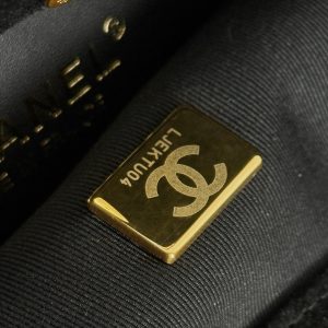 Chanel 2026 Pouch 24cm Black Tortoiseshell Suede Effect Plexi