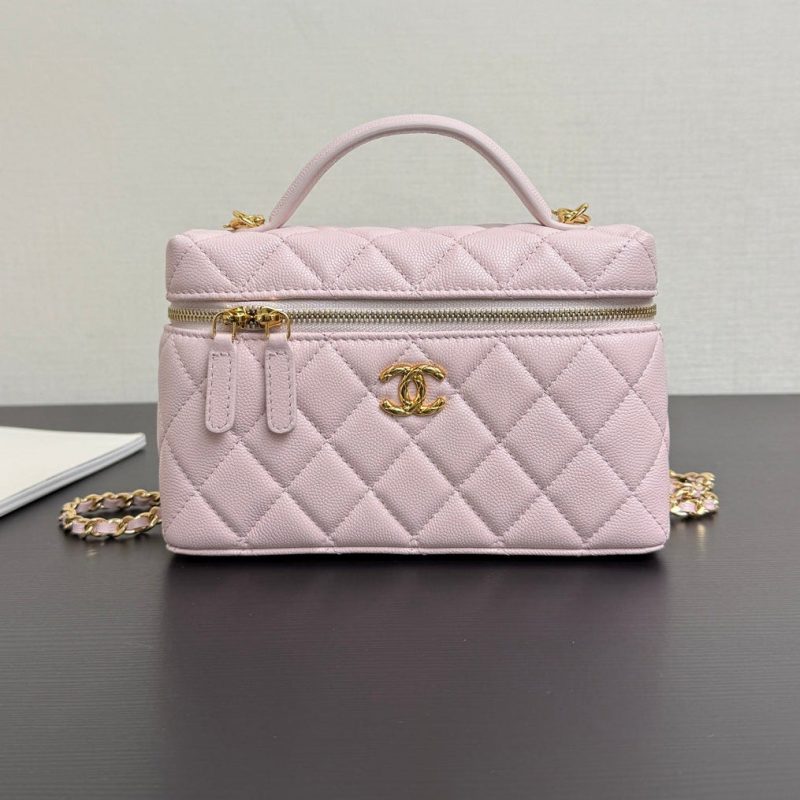Chanel 2026 Vanity Bag 19cm Pink Quilted Lambskin With Gold Hardware