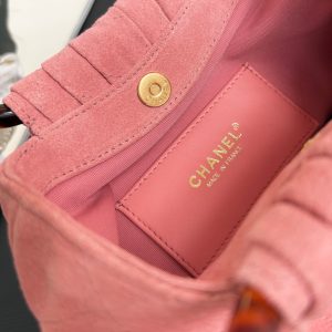 Chanel 2026 Pouch 24cm Pink Tortoiseshell Suede Effect Plexi