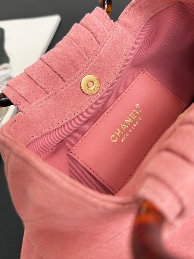 Chanel 2026 Pouch 24cm Pink Tortoiseshell Suede Effect Plexi