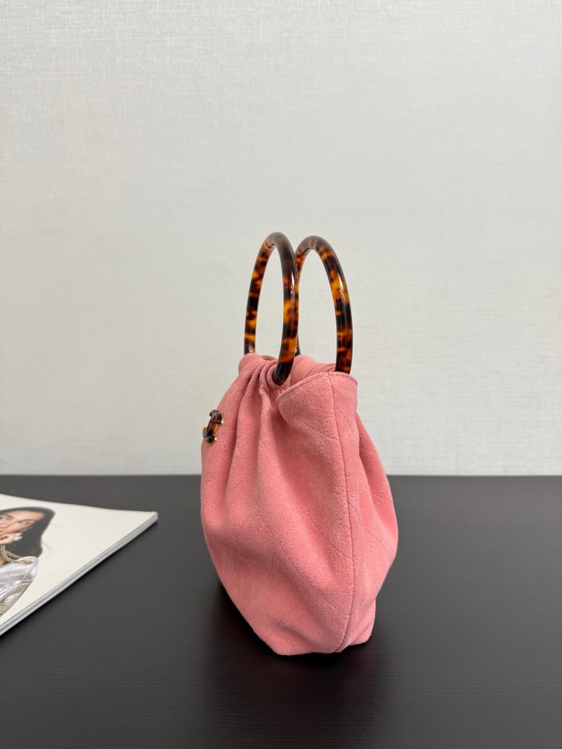 Chanel 2026 Pouch 24cm Pink Tortoiseshell Suede Effect Plexi