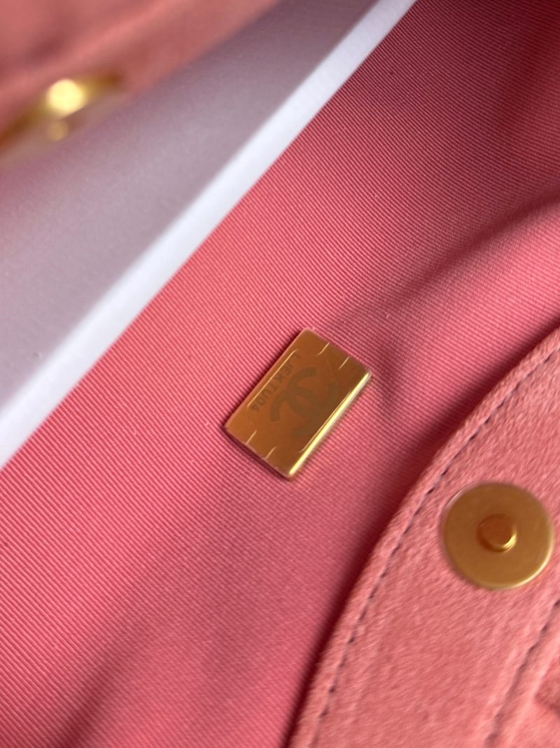 Chanel 2026 Pouch 24cm Pink Tortoiseshell Suede Effect Plexi