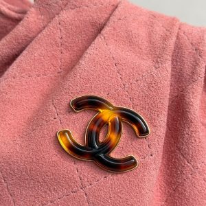 Chanel 2026 Pouch 24cm Pink Tortoiseshell Suede Effect Plexi