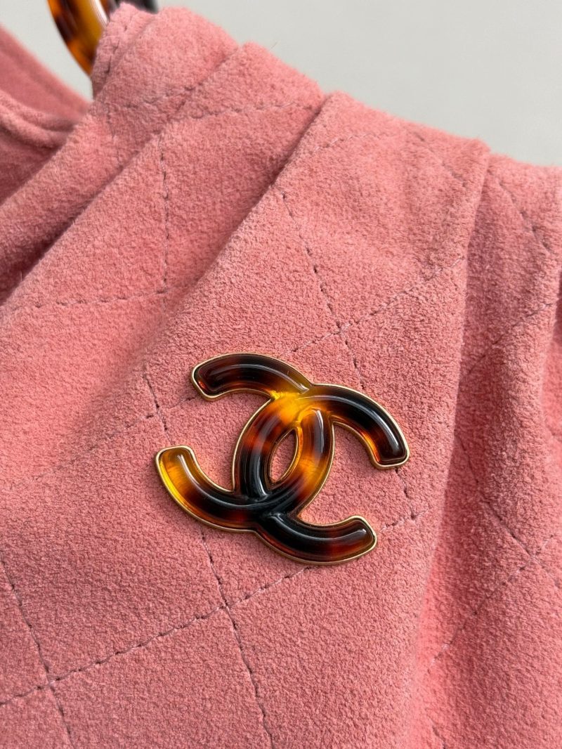 Chanel 2026 Pouch 24cm Pink Tortoiseshell Suede Effect Plexi