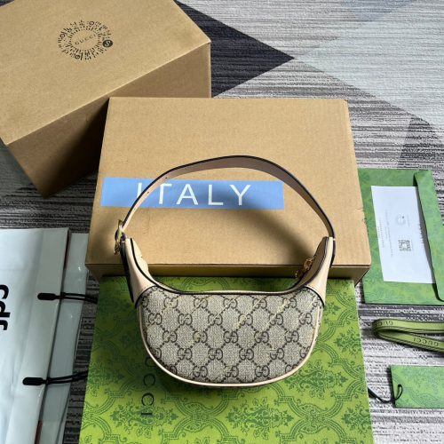 OPHIDIA GG 20 MINI BAG IN KHAKI BEIGE CANVAS