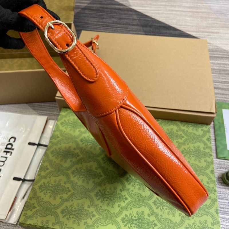 JACKIE SMALL SHOULDER BAG 27 IN ORANGE CRACKED LACQUER CALFSKIN GOLD HARDWARE