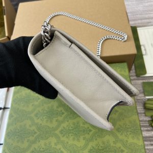 GG MARMONT 20 MINI CHAIN BAG IN WHITE CALFSKIN