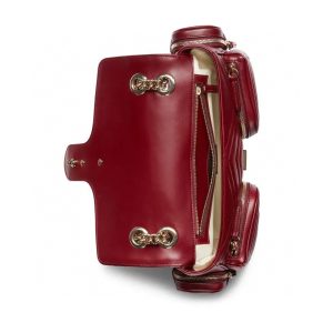 MARMONT SMALL MULTI-POCKET BAG 25 IN CURRANT RED CALFSKIN GOLD HARDWARE
