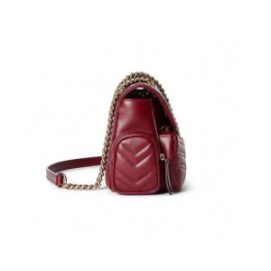 MARMONT SMALL MULTI-POCKET BAG 25 IN CURRANT RED CALFSKIN GOLD HARDWARE