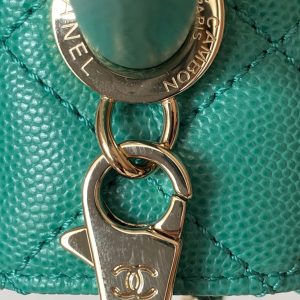 CC 25s Handle Bag 19 Pink Leather Green Caviar Gold Hardware