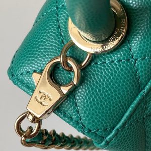 CC 25s Handle Bag 19 Pink Leather Green Caviar Gold Hardware