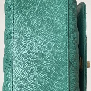 CC 25s Handle Bag 19 Pink Leather Green Caviar Gold Hardware