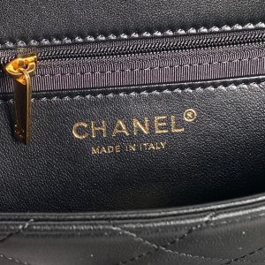 CC 24K Mini Flap Bag 24cm Black Lambskin Gold Hardware