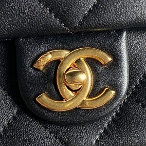 CC 24K Mini Flap Bag 24cm Black Lambskin Gold Hardware