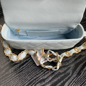 CC 24K Mini Flap Bag 21cm Cloud Blue Lambskin Gold Hardware
