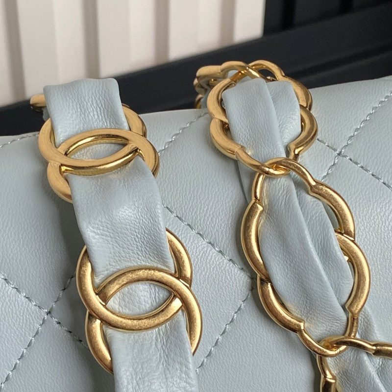 CC 24K Mini Flap Bag 21cm Cloud Blue Lambskin Gold Hardware