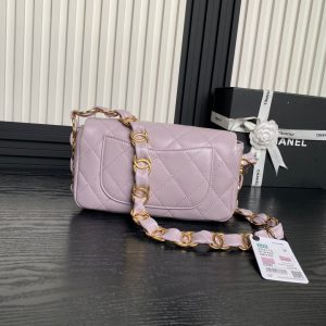 CC 24K Mini Flap Bag 21cm Light Violet Lambskin Gold Hardware