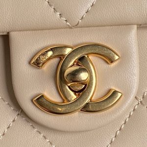 CC 24K Mini Flap Bag 21cm Beige Lambskin Gold Hardware