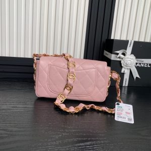 CC 24K Mini Flap Bag 21cm Pink Lambskin Gold Hardware
