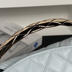 CC Coco Crush Handle Lunch Bag Light Blue Caviar Leather