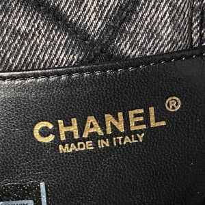 Chanel 25K Bow Bag Dark Gray Gold Denim Leather 295188