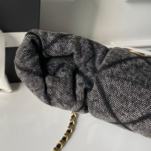 Chanel 25K Bow Bag Dark Gray Gold Denim Leather 295188