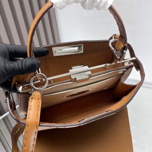 PEEKABOO MEDIUM 33 BROWN CALFSKIN SILVER HARDWARE