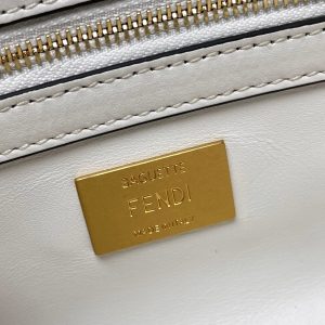 Fendi Baguette 24 Bag With FF Motif White Leather Ghw