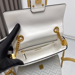 Fendi Baguette 24 Bag With FF Motif White Leather Ghw