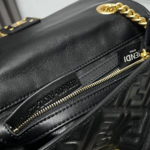Fendi Baguette 24 Bag With FF Motif Black Leather Ghw