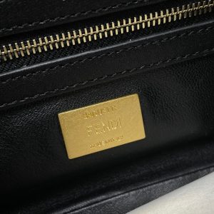 Fendi Baguette 24 Bag With FF Motif Black Leather Ghw