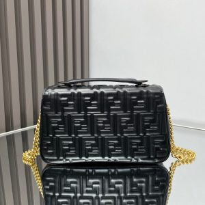 Fendi Baguette 24 Bag With FF Motif Black Leather Ghw