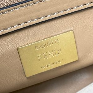 Fendi Baguette 24 Bag With FF Motif Beige Leather Ghw