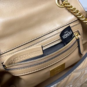 Fendi Baguette 24 Bag With FF Motif Beige Leather Ghw
