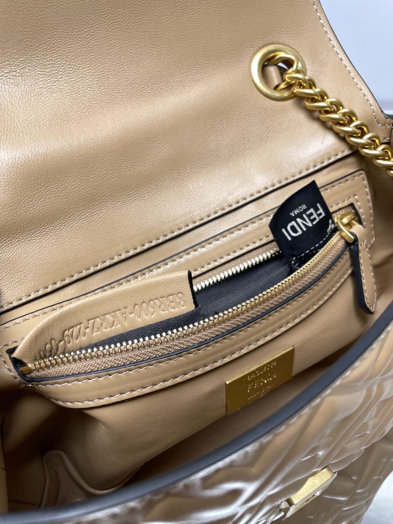 Fendi Baguette 24 Bag With FF Motif Beige Leather Ghw