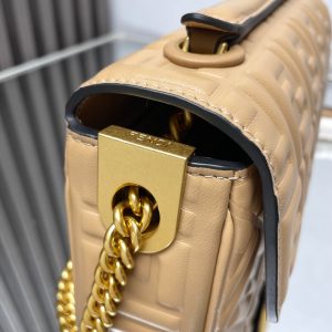 Fendi Baguette 24 Bag With FF Motif Beige Leather Ghw