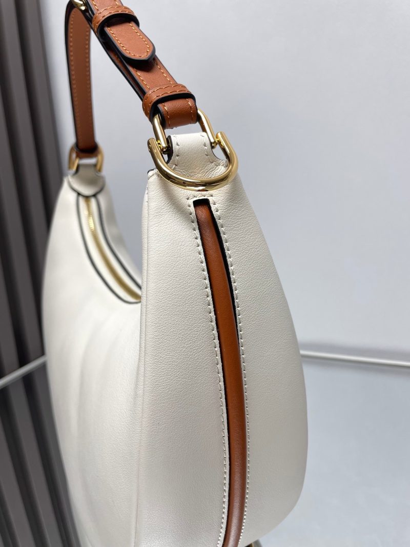 FendiIGRAPHY MEDIUM 29 IN WHITE AND ORANGE TRIM SMOOTH LAMBSKIN GOLD HARDWARE