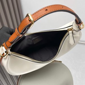 FendiIGRAPHY MEDIUM 29 IN WHITE AND ORANGE TRIM SMOOTH LAMBSKIN GOLD HARDWARE