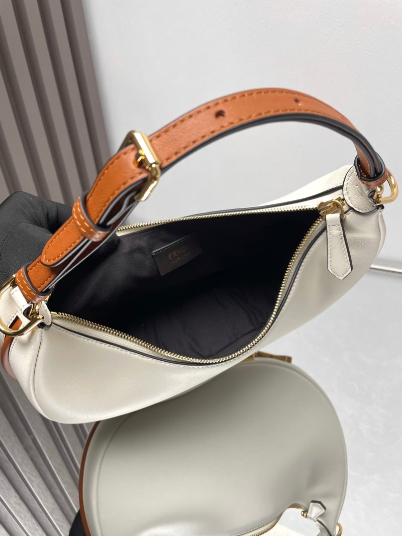 FendiIGRAPHY MEDIUM 29 IN WHITE AND ORANGE TRIM SMOOTH LAMBSKIN GOLD HARDWARE