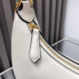 FendiIGRAPHY MEDIUM 29 IN WHITE AND ORANGE TRIM SMOOTH LAMBSKIN GOLD HARDWARE