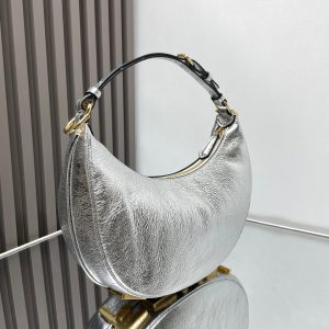 FendiIGRAPHY MEDIUM 29 IN SILVER METALLIC SMOOTH LAMBSKIN GOLD HARDWARE