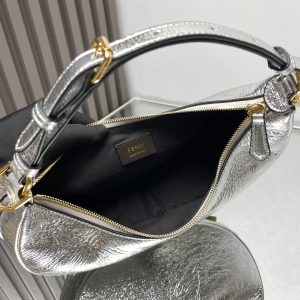 FendiIGRAPHY MEDIUM 29 IN SILVER METALLIC SMOOTH LAMBSKIN GOLD HARDWARE