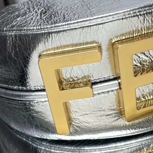 FendiIGRAPHY MEDIUM 29 IN SILVER METALLIC SMOOTH LAMBSKIN GOLD HARDWARE