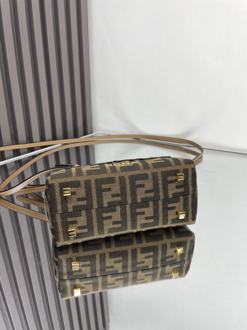 BY THE WAY MINI 18 IN SOYA BEAN JACQUARD FABRIC AND BROWN CALFSKIN TRIM