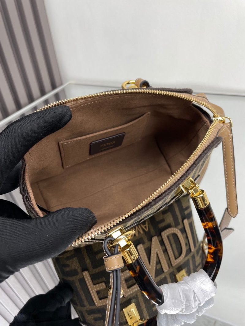 BY THE WAY MINI 18 IN SOYA BEAN JACQUARD FABRIC AND BROWN CALFSKIN TRIM